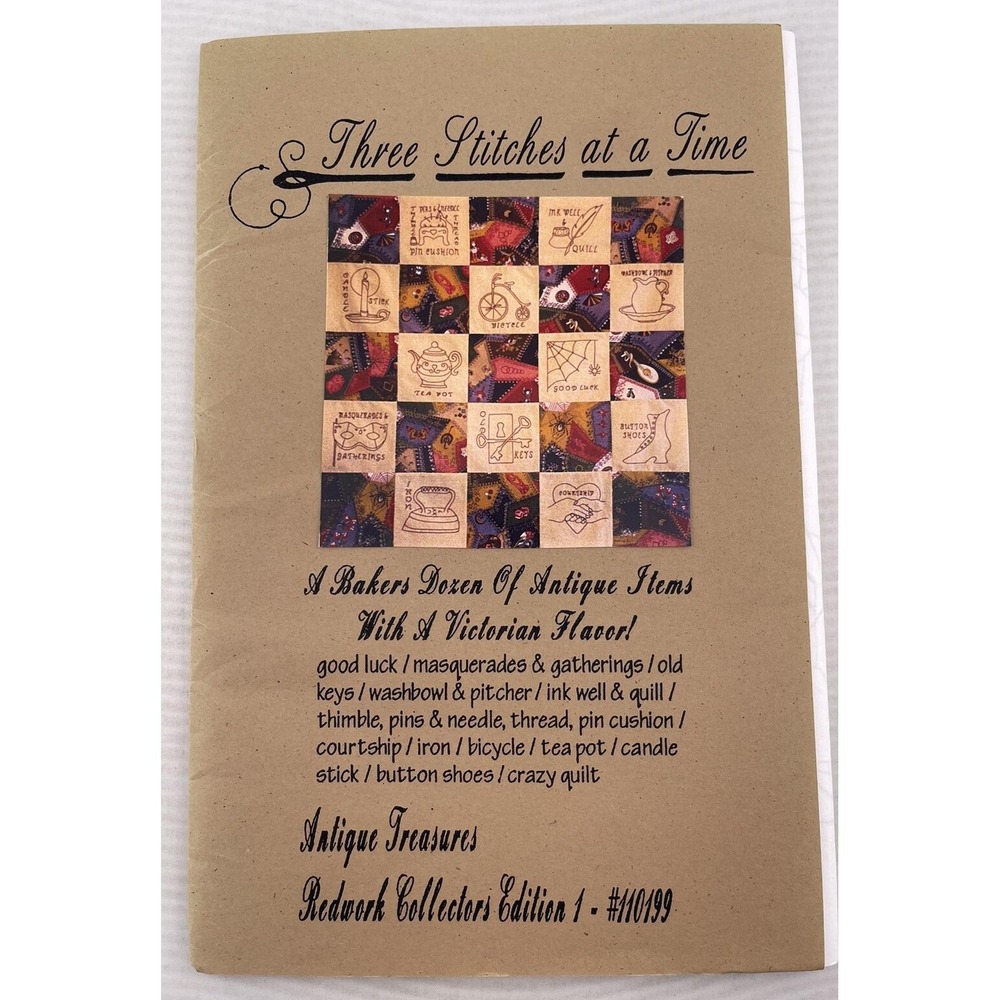 1999 Three Stitches at a Time Antique Treasures Redwork Collectors Ed.1 #110199